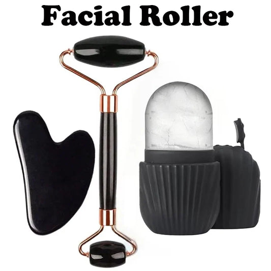 3-in-1 K-beauty set met ijsroller, jade roller en gua sha voor een opgezwollen gezicht in de ochtend