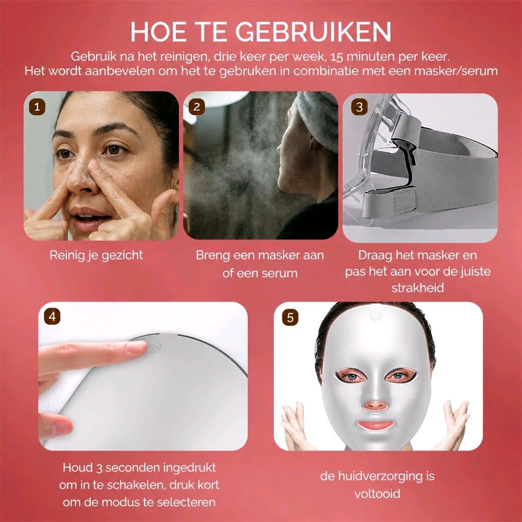 LED Photonen Gezichtsmasker – 7 Kleuren Lichttherapie