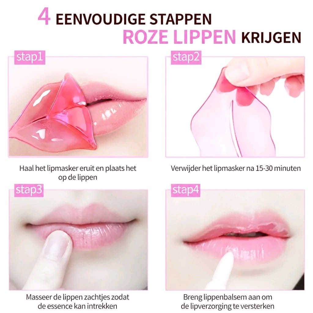 Roze Goud Kristal Collageen Lip Patches - Voller & Hydraterend