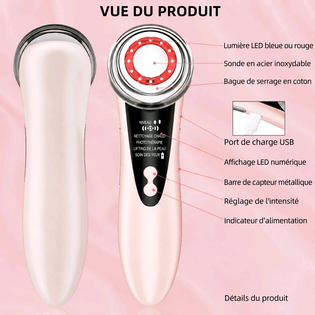 4-in-1 RF & EMS Gezichtsmassager – Radiofrequentie Lifting voor Thuis