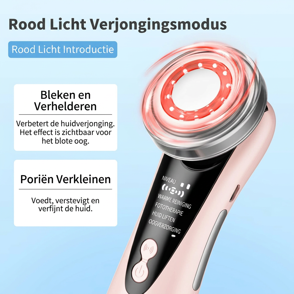 Gezichtslifter met LED licht en EMS microstroom
