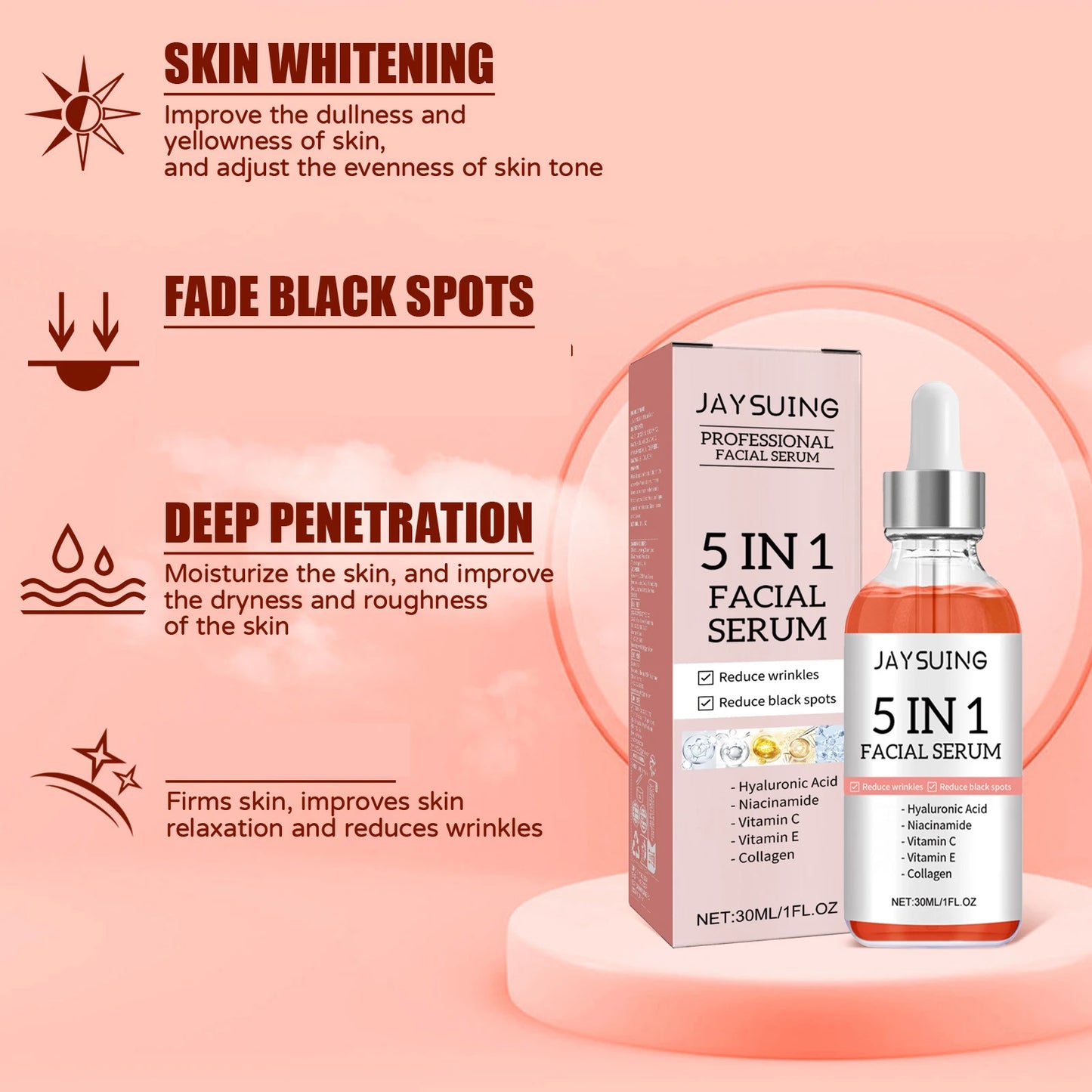 5-in-1 Gezichtsserum — Hyaluronzuur, Niacinamide & Vitamine C