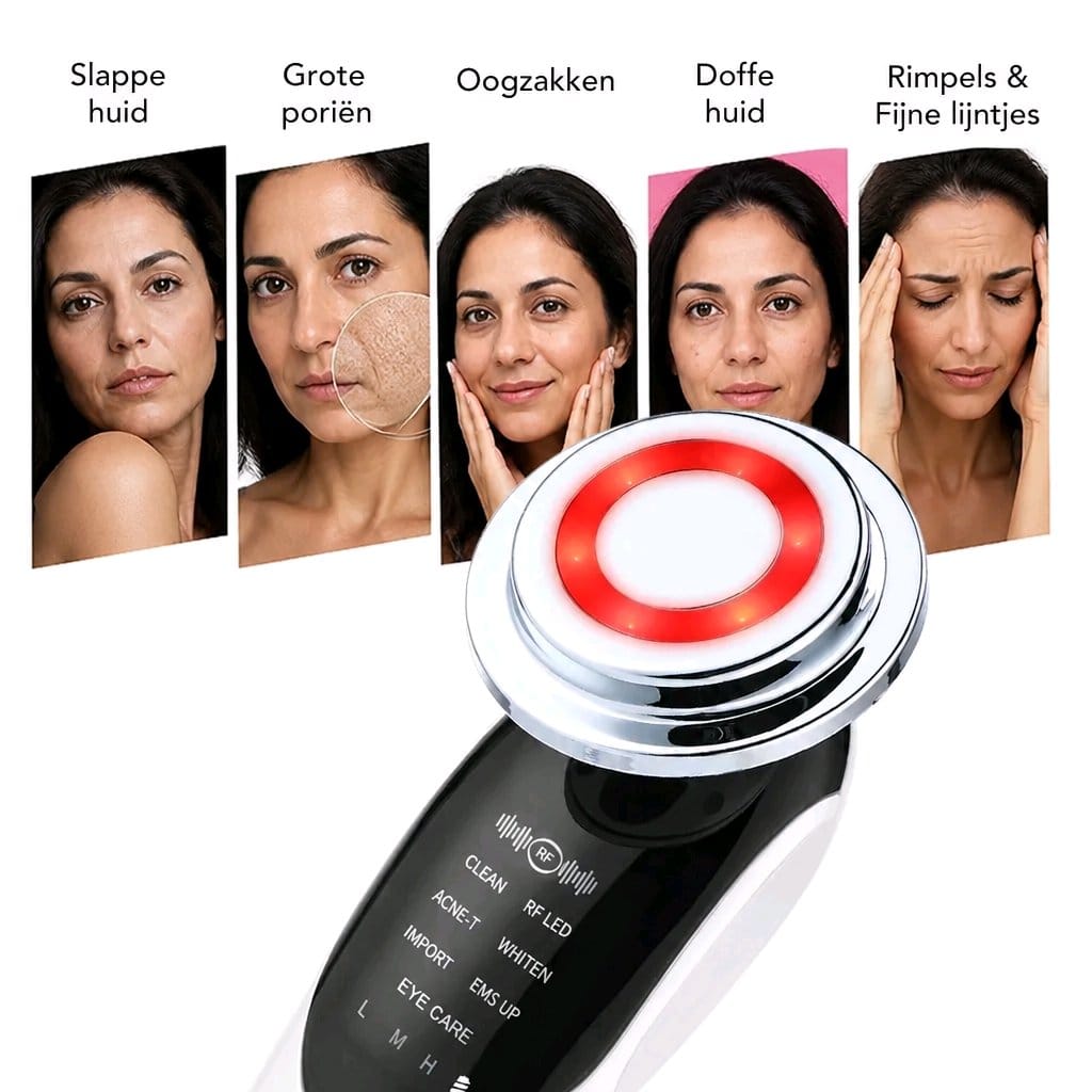 Appareil de Massage Facial 7-en-1 avec EMS, Microcourant et Luminothérapie LED pour une Peau Éclatante