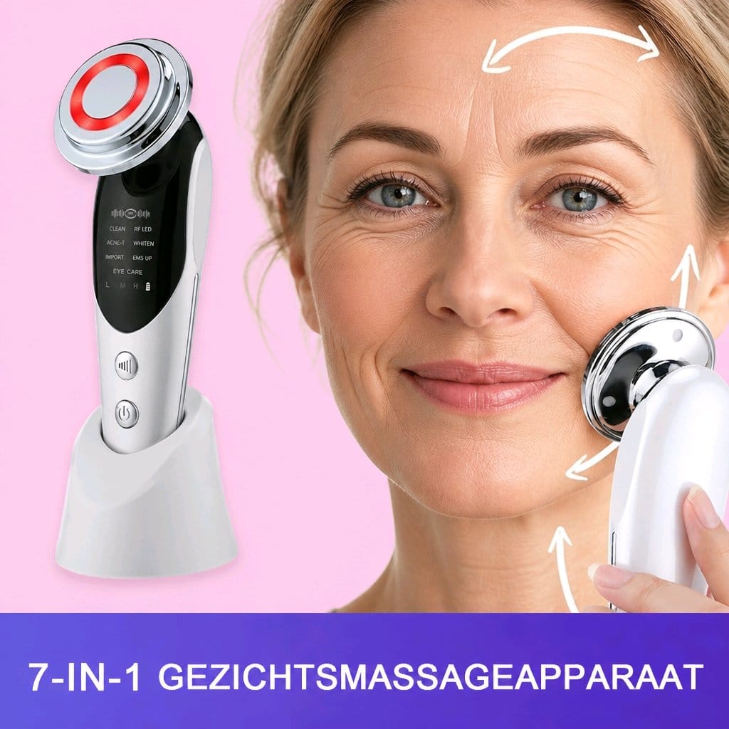 Appareil de Massage Facial 7-en-1 avec EMS, Microcourant et Luminothérapie LED pour une Peau Éclatante